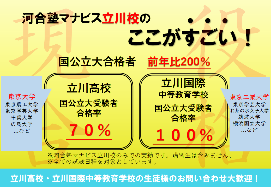 立川校 河合塾マナビス 校舎案内 現役合格をめざす高校生の大学受験予備校