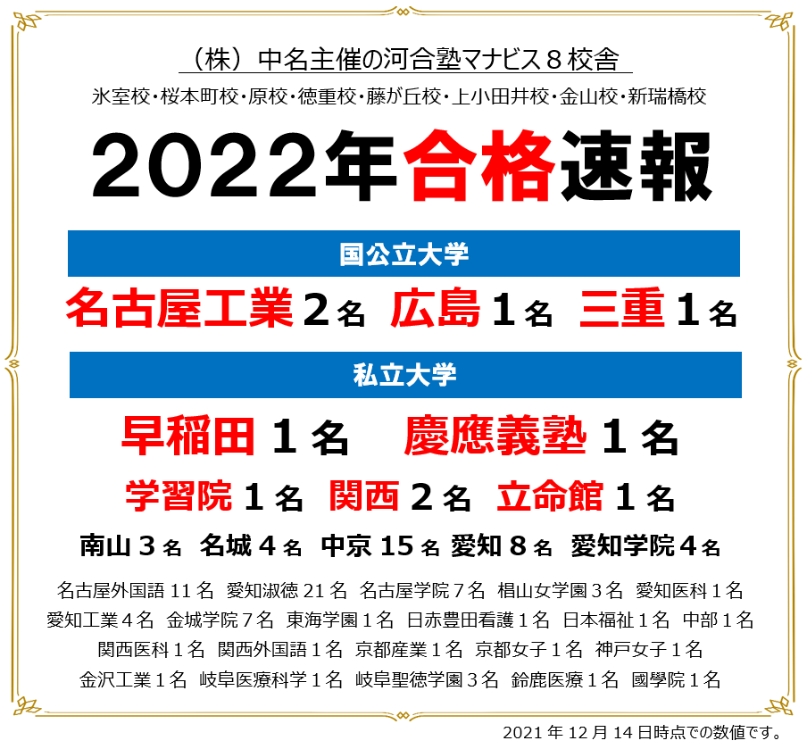 原校 河合塾マナビス 校舎案内 現役合格をめざす高校生の大学受験予備校