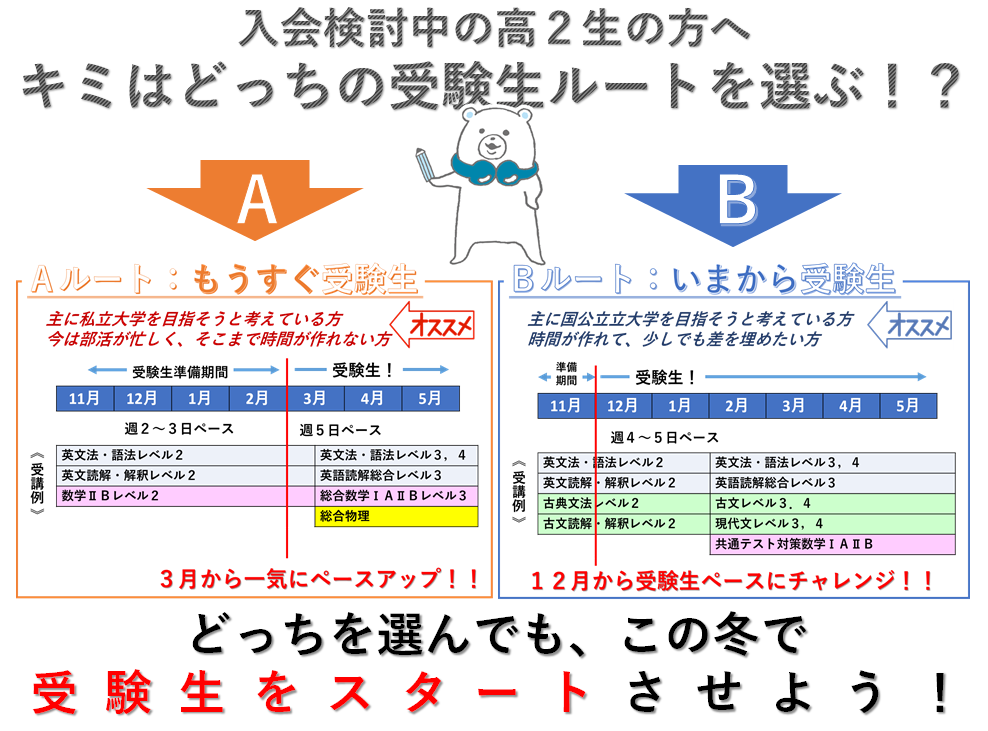 河合塾マナビス 高2生は選べる2つの受験生ルート